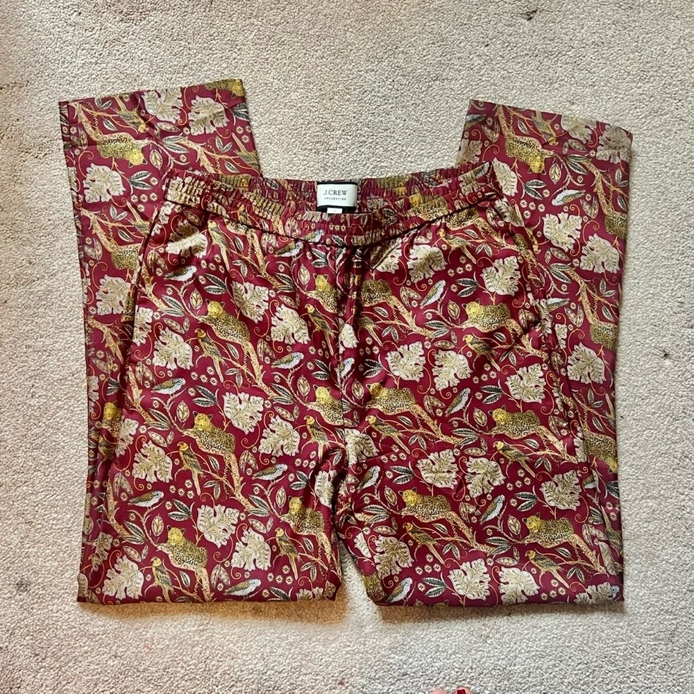 Pull-on silk-twill pant in jungle cat print - Picture 6 of 11